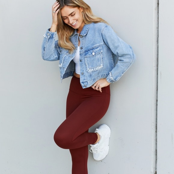 Pearl Trim Cropped Denim Jacket - Picture 4 of 11